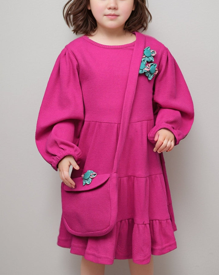 GIRLS SUN DRESS WITH BAG - Polkadots - 12965HG-202215 - GIRLS SUN DRESS WITH BAG