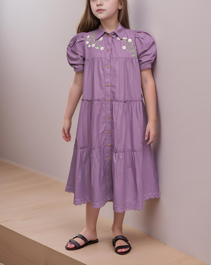 GIRLS TIERED DRESS - Polkadots - 14648AK-231751 - GIRLS TIERED DRESS