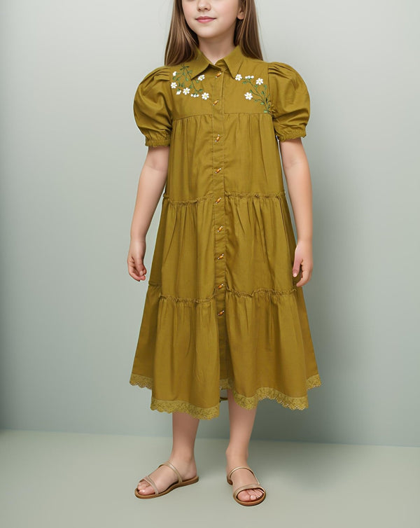 GIRLS TIERED DRESS - Polkadots - 14648AK-231746 - GIRLS TIERED DRESS