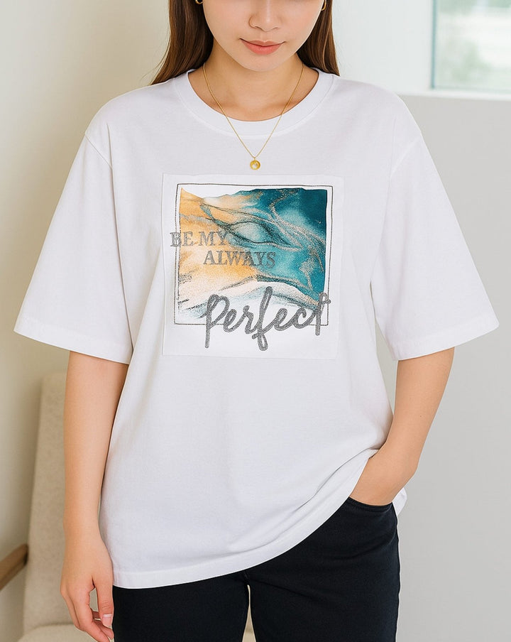  - LONG PRINTED T SHIRT - Polkadots - 14370PD-227128 - LONG PRINTED T SHIRT - 