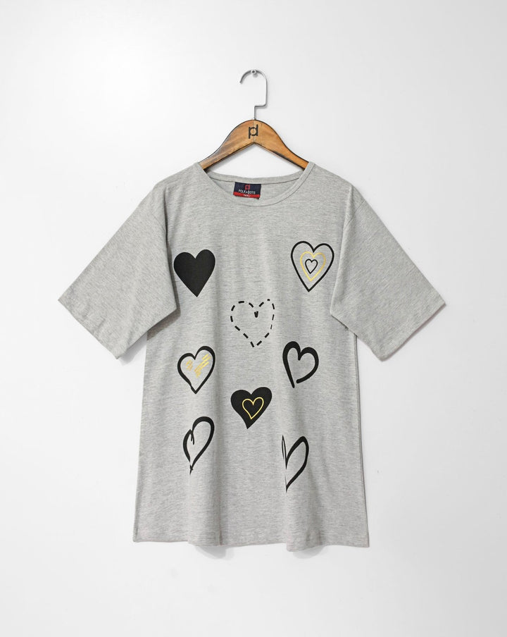  - LONG PRINTED T SHIRT - Polkadots - 14597PD-230948 - LONG PRINTED T SHIRT - 