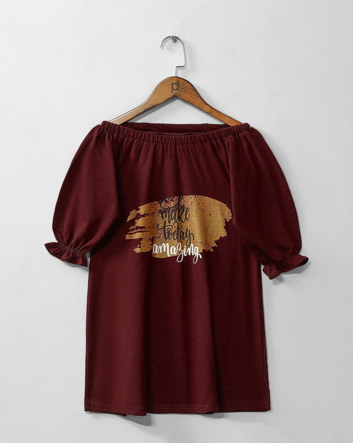 | OFF SHOULDER PRINTED T SHIRT | - Polkadots - 12640PD - 194069 - | OFF SHOULDER PRINTED T SHIRT |