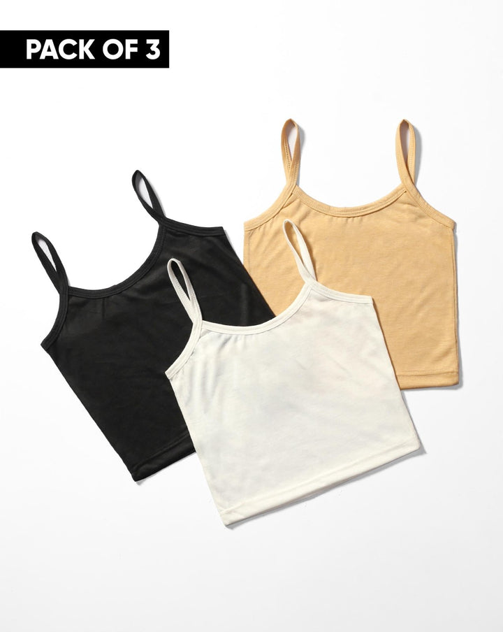 PACK OF 3 GIRLS CAMISOLE - Polkadots - 13324PD-PACK1 - PACK OF 3 GIRLS CAMISOLE