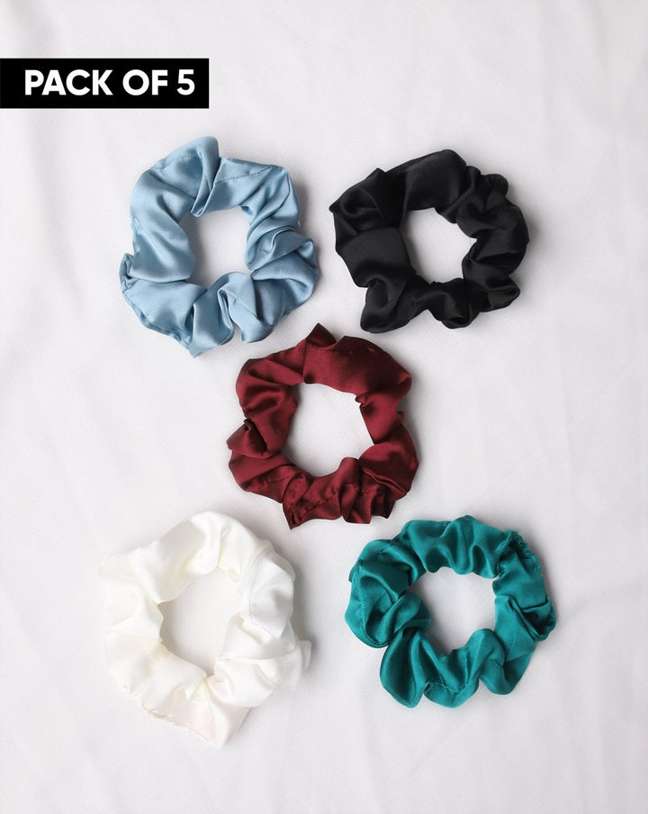  - PACK OF 5 PLAIN SCRUNCHIES - Polkadots - 14729Pack-235844 - PACK OF 5 PLAIN SCRUNCHIES - 
