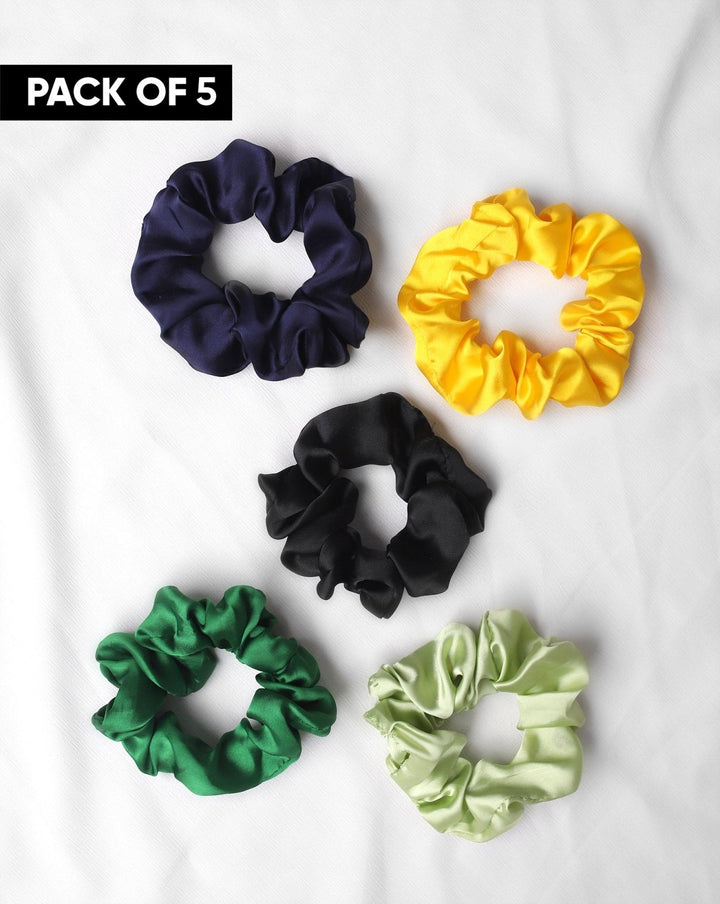  - PACK OF 5 PLAIN SCRUNCHIES - Polkadots - 14729Pack-235843 - PACK OF 5 PLAIN SCRUNCHIES - 
