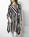ASYMMETRICAL STRIPPED TOP - Polkadots - 12790AMY-196880 - ASYMMETRICAL STRIPPED TOP