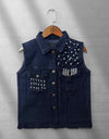 DENIM BOLERO JACKET - Polkadots - 11402DZ1-191238 - DENIM BOLERO JACKET
