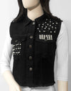 DENIM BOLERO JACKET - Polkadots - 11402DZ1-191235 - DENIM BOLERO JACKET