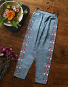 DENIM EMBROIDERED STRAIGHT PANT - Polkadots - 11443PD-068134 - DENIM EMBROIDERED STRAIGHT PANT