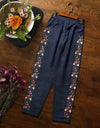 DENIM EMBROIDERED STRAIGHT PANT - Polkadots - 11443PD-072376 - DENIM EMBROIDERED STRAIGHT PANT
