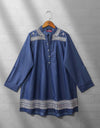 DENIM EMBROIDERED TOP - Polkadots - 12338HG-186858 - DENIM EMBROIDERED TOP