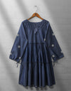 DENIM EMBROIDERED TOP - Polkadots - 12179MN-084005 - DENIM EMBROIDERED TOP