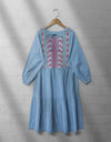 DENIM EMBROIDERED TOP - Polkadots - 13072AMY-204987 - DENIM EMBROIDERED TOP