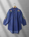 DENIM EMBROIDERED TOP - Polkadots - 13012HG-203579 - DENIM EMBROIDERED TOP
