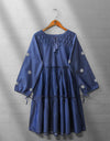 DENIM EMBROIDERED TOP - Polkadots - 12179MN-190953 - DENIM EMBROIDERED TOP