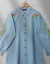 DENIM EMBROIDERED TOP - Polkadots - 13012HG-203579 - DENIM EMBROIDERED TOP