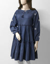 DENIM EMBROIDERED TOP - Polkadots - 12179MN-190953 - DENIM EMBROIDERED TOP