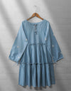 DENIM EMBROIDERED TOP - Polkadots - 12179MN-084008 - DENIM EMBROIDERED TOP