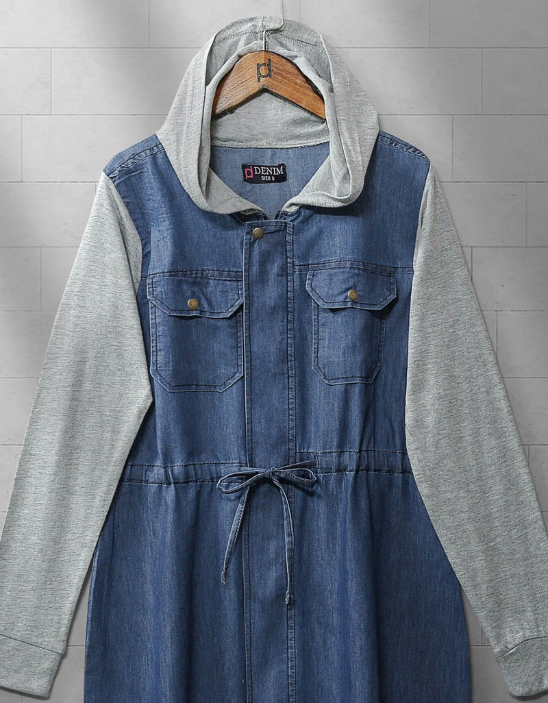 Denim hoodie women's sales