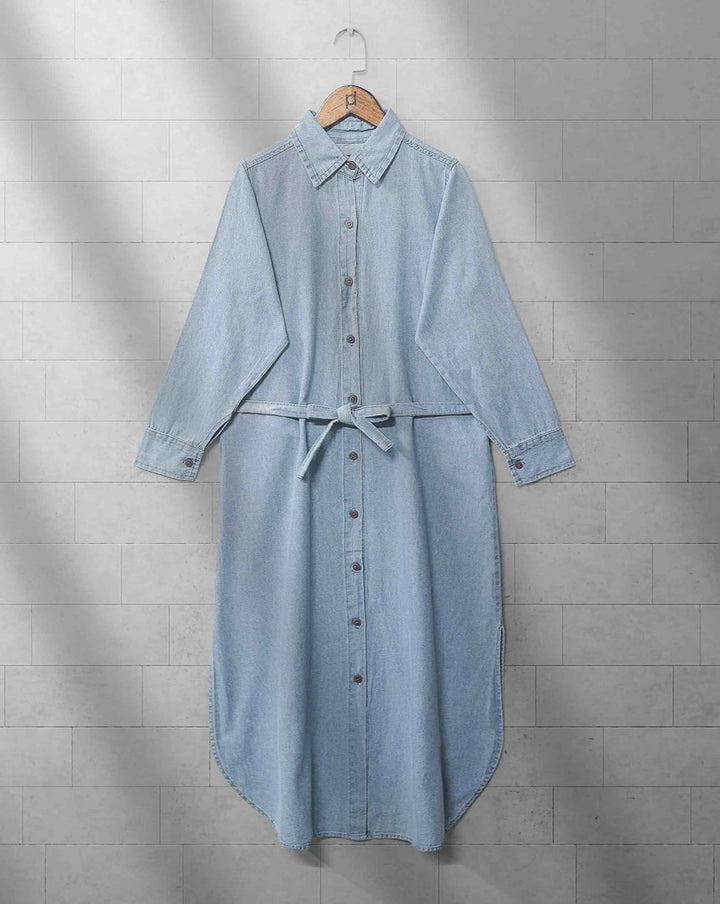 DENIM LONG COAT - Polkadots - 12412DZ-188112 - DENIM LONG COAT