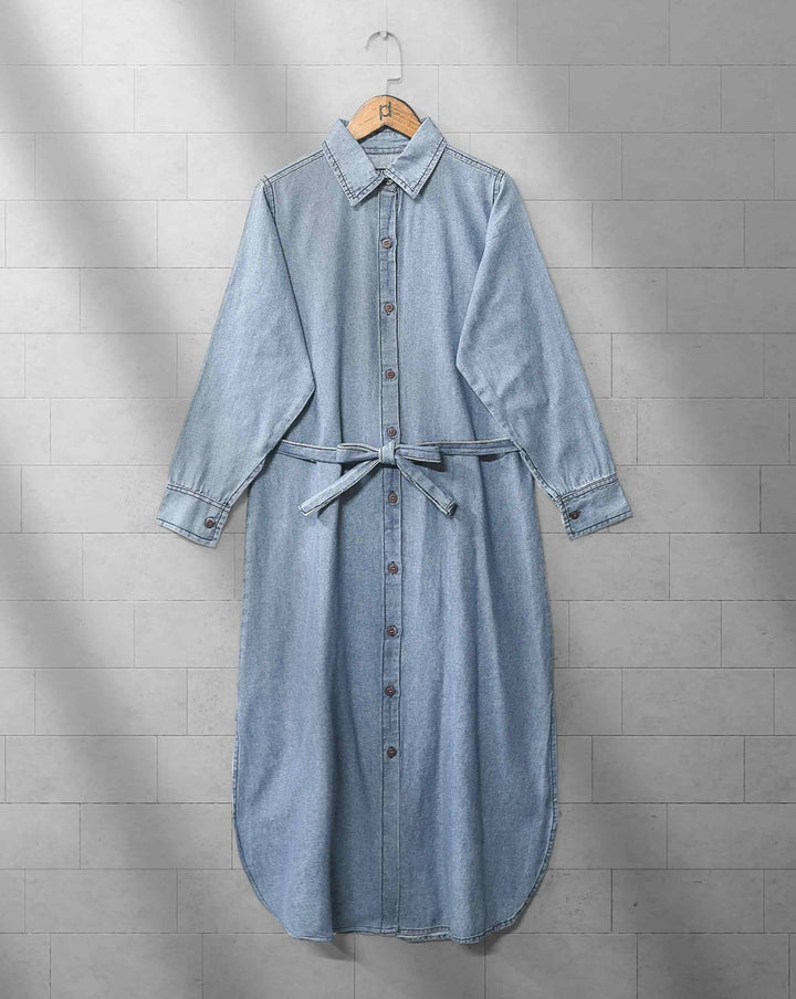 DENIM LONG COAT - Polkadots - 12412DZ-188115 - DENIM LONG COAT