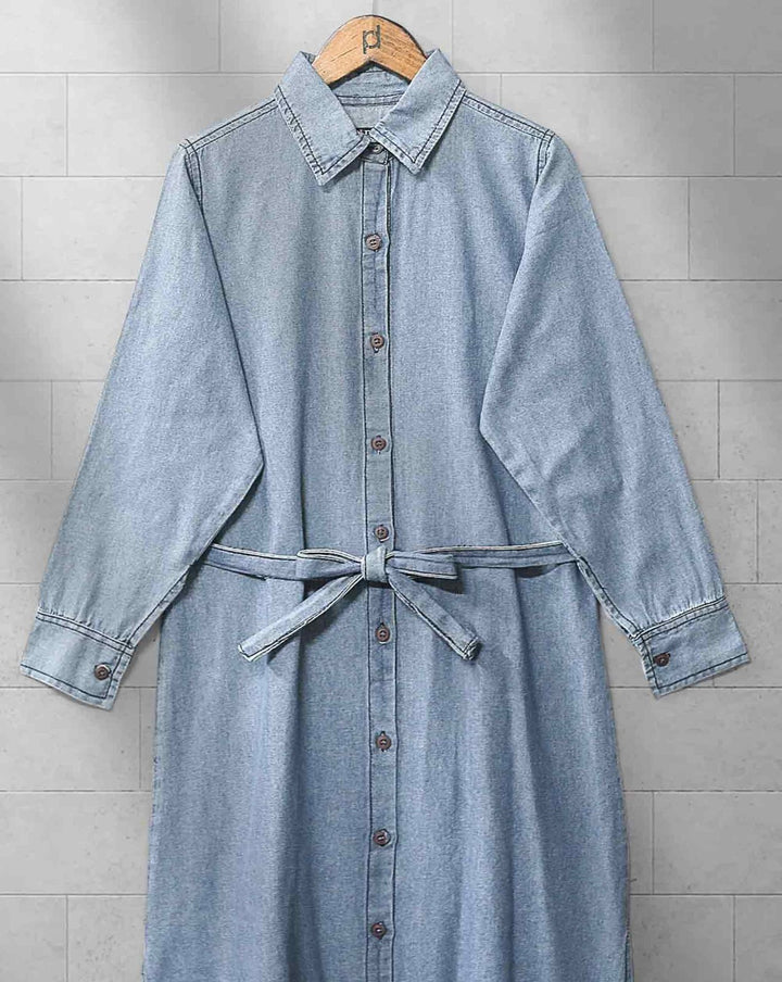 DENIM LONG COAT - Polkadots - 12412DZ-188112 - DENIM LONG COAT