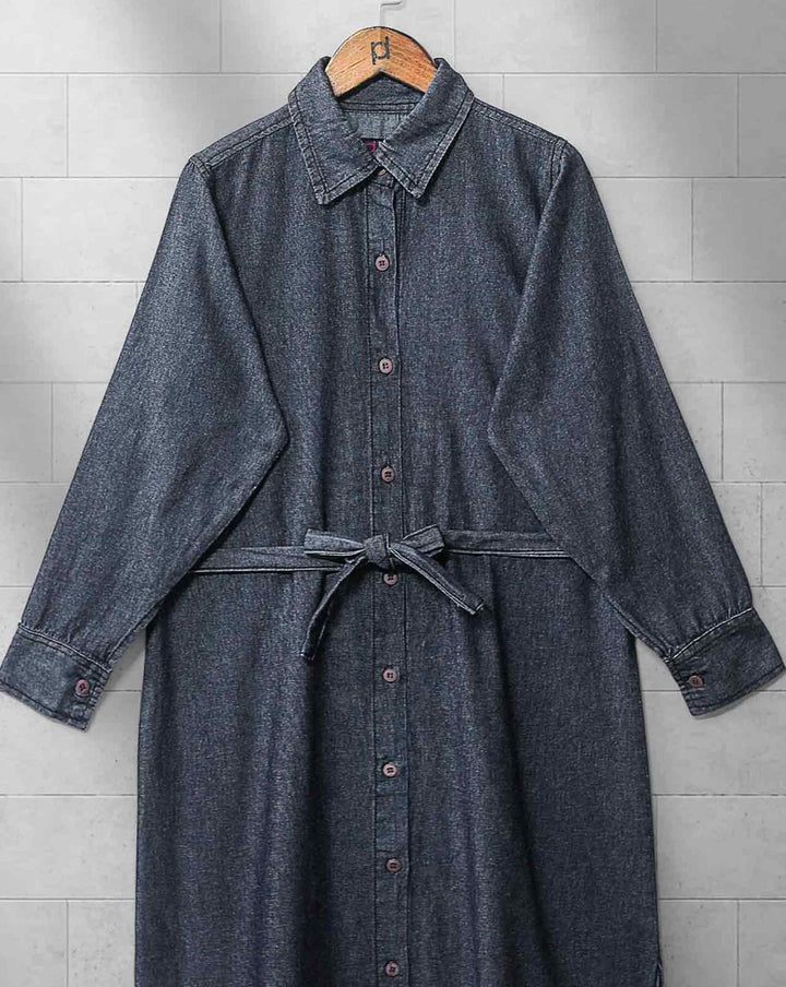 DENIM LONG COAT - Polkadots - 12412DZ-188112 - DENIM LONG COAT
