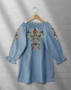 DENIM OFF SHOULDER TOP - Polkadots - 13106MN-205702 - DENIM OFF SHOULDER TOP