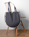 DENIM ROUND TOTE BAG - Polkadots - 12922ZJ-205900 - DENIM ROUND TOTE BAG