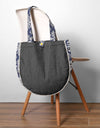 DENIM ROUND TOTE BAG - Polkadots - 12922ZJ-205897 - DENIM ROUND TOTE BAG