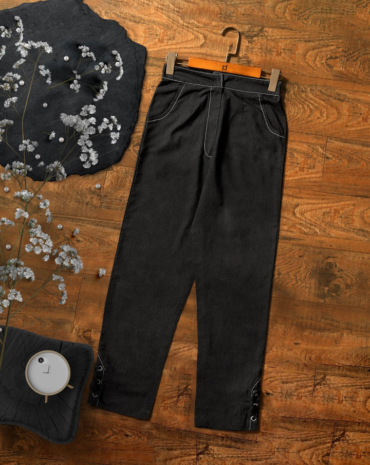 DENIM STRAIGHT PANTS - Polkadots - 13061MN-204705 - DENIM STRAIGHT PANTS