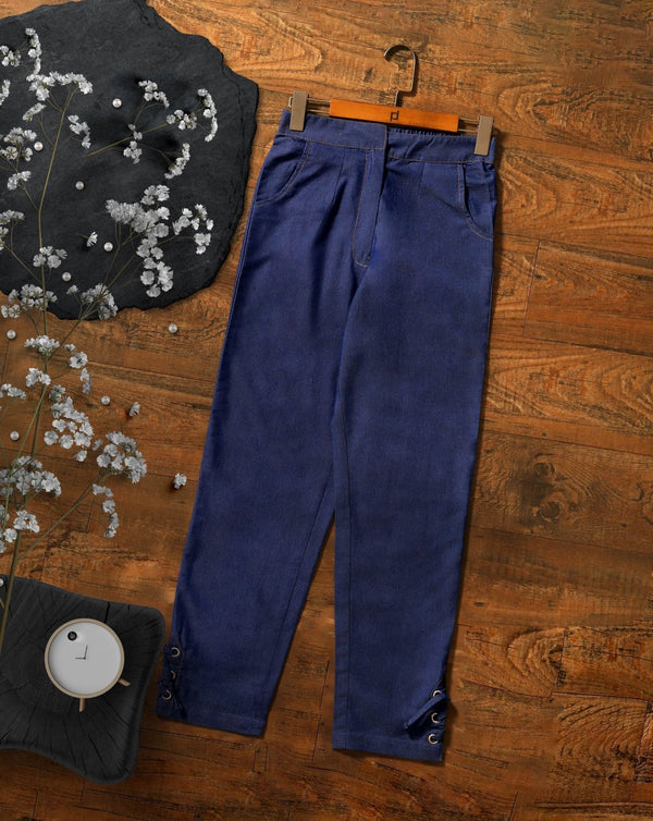 DENIM STRAIGHT PANTS - Polkadots - 13061MN-204709 - DENIM STRAIGHT PANTS