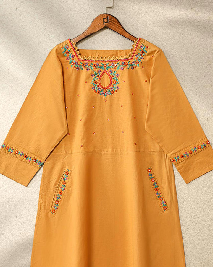EMBROIDERED KURTI - Polkadots - 12753HG-196371 - EMBROIDERED KURTI