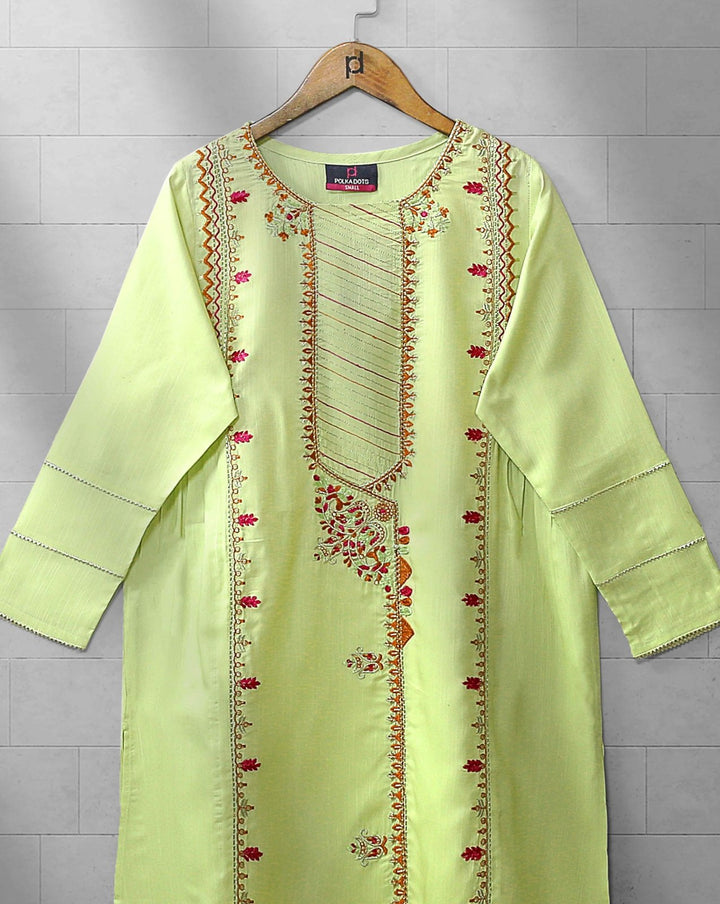 EMBROIDERED KURTI - Polkadots - 12182AMY-084089 - EMBROIDERED KURTI