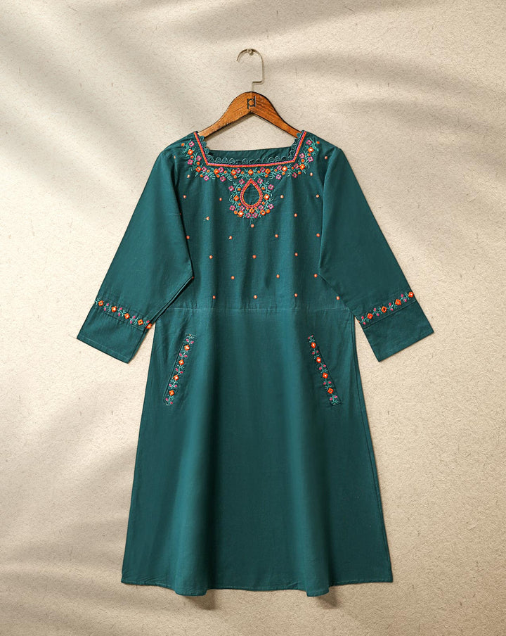 EMBROIDERED KURTI - Polkadots - 12753HG-196371 - EMBROIDERED KURTI