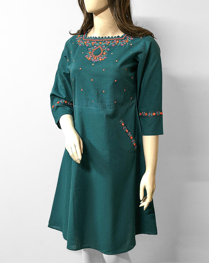 EMBROIDERED KURTI - Polkadots - 12753HG-196368 - EMBROIDERED KURTI