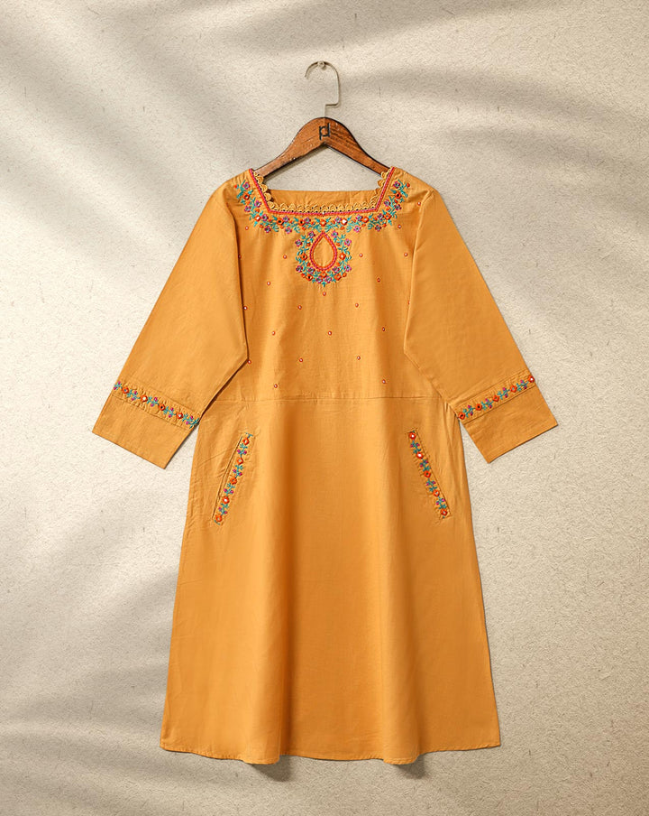EMBROIDERED KURTI - Polkadots - 12753HG-196368 - EMBROIDERED KURTI