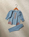 GIRLS 2 PIECE SUIT DENIM CO-ORD SET - Polkadots - 13009HG-203479 - GIRLS 2 PIECE SUIT DENIM CO-ORD SET