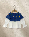 GIRLS COLOR BLOCKING FRILL TOP - Polkadots - 13090HG-205358 - GIRLS COLOR BLOCKING FRILL TOP
