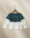GIRLS COLOR BLOCKING FRILL TOP - Polkadots - 13090HG-205363 - GIRLS COLOR BLOCKING FRILL TOP