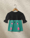GIRLS COLOR BLOCKING TOP - Polkadots - 13006PD-203413 - GIRLS COLOR BLOCKING TOP