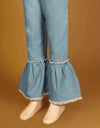 | GIRLS DENIM BELL BOTTOM TROUSERS | - Polkadots - 12174MN-083936 - | GIRLS DENIM BELL BOTTOM TROUSERS |