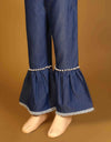 | GIRLS DENIM BELL BOTTOM TROUSERS | - Polkadots - 12174MN-083932 - | GIRLS DENIM BELL BOTTOM TROUSERS |