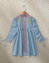 GIRLS DENIM TOP - Polkadots - 12522AY-191166 - GIRLS DENIM TOP