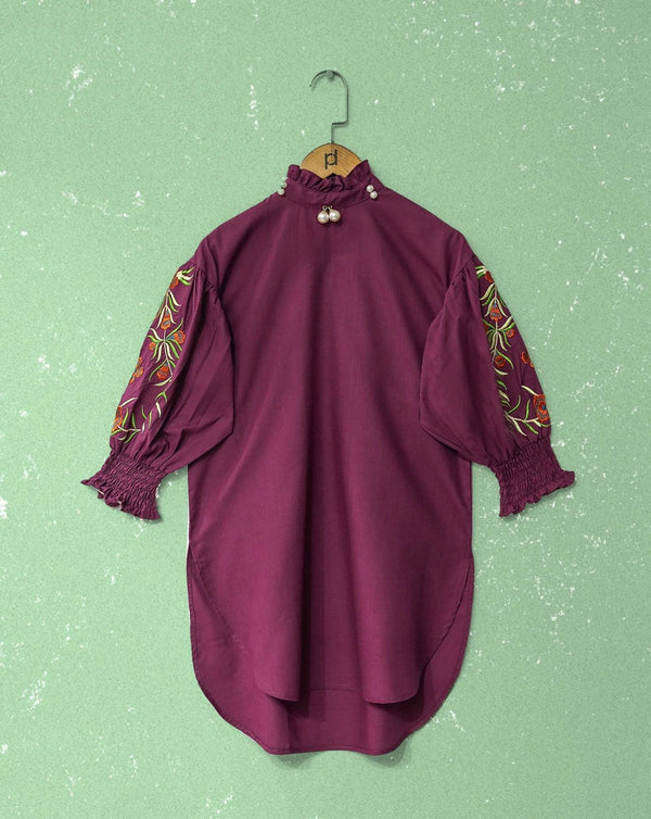 GIRLS EMBROIDERED KURTI - Polkadots - 13189PG-207006 - GIRLS EMBROIDERED KURTI
