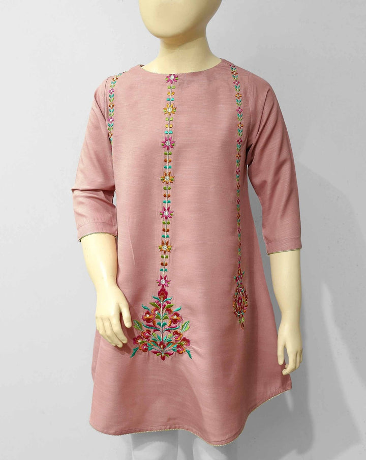 GIRLS EMBROIDERED KURTI - Polkadots - 11959PG-203387 - GIRLS EMBROIDERED KURTI