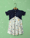 GIRLS FLARE DRESS WITH OVER JACKET - Polkadots - 13397PD-212191 - GIRLS FLARE DRESS WITH OVER JACKET