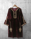 | VELVET EMBROIDERED KURTI | - Polkadots - 11392AMY-066714 - | VELVET EMBROIDERED KURTI |