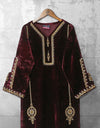 | VELVET EMBROIDERED KURTI | - Polkadots - 11392AMY-066711 - | VELVET EMBROIDERED KURTI |