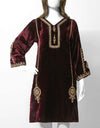 | VELVET EMBROIDERED KURTI | - Polkadots - 11392AMY-066711 - | VELVET EMBROIDERED KURTI |